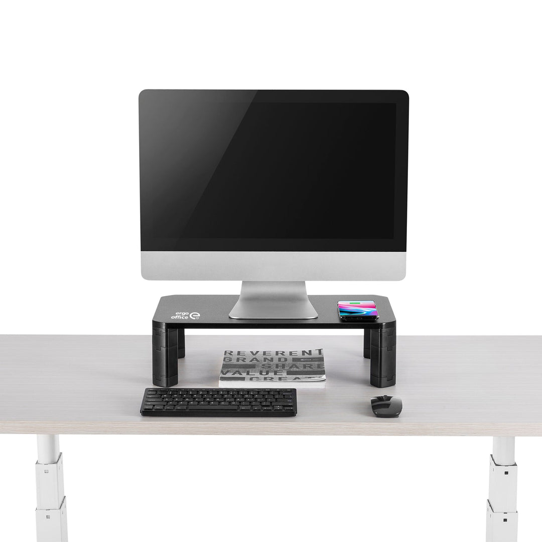 Ergo Office stalak za monitor, podesiv, s Qi bežičnim punjačem, max. 20 kg, 17–32", ER-415