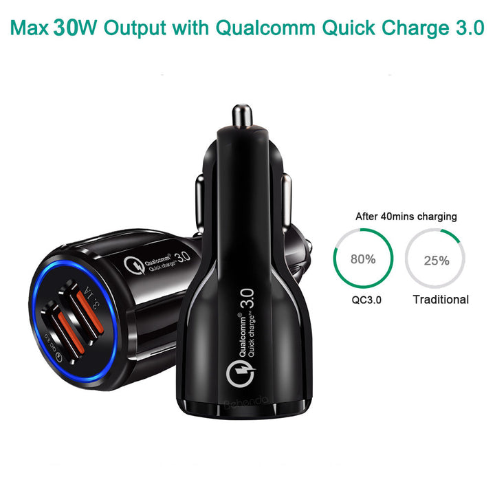 Maclean Energy MCE478 B QC 3.0 punjač za automobil – crni Qualcomm Quick Charge QC 3.0 – 5V/3A, 9V/1.8A, 12V/1.6A i 5V/3.1A utičnica
