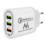 Maclean Energy MCE479 W mrežni punjač 1xQC 3.0 – bijeli Qualcomm Quick Charge QC 3.0 – 3,6–6 V/3 A, 6–9 V/2 A, 9–12 V/1,5 A i 2 x 5 V/2,1 A priključka