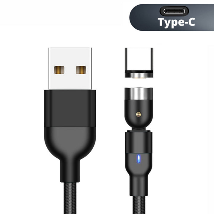 Maclean Energy MCE475 2m kutni magnetski USB C kabel u crnoj boji, podržava brzo punjenje 9V/2A, 5V/3A, najlonska pletenica