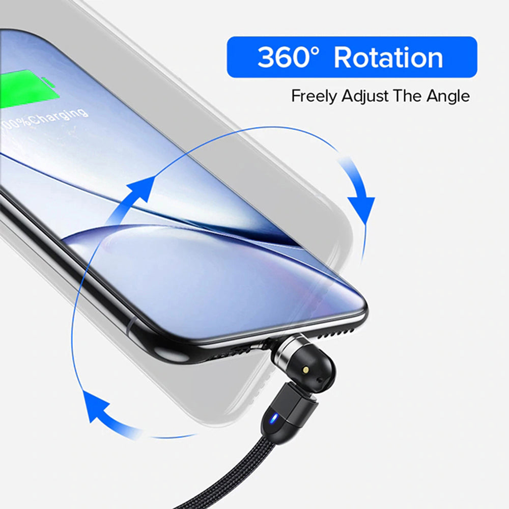 Maclean Energy MCE475 2m kutni magnetski USB C kabel u crnoj boji, podržava brzo punjenje 9V/2A, 5V/3A, najlonska pletenica