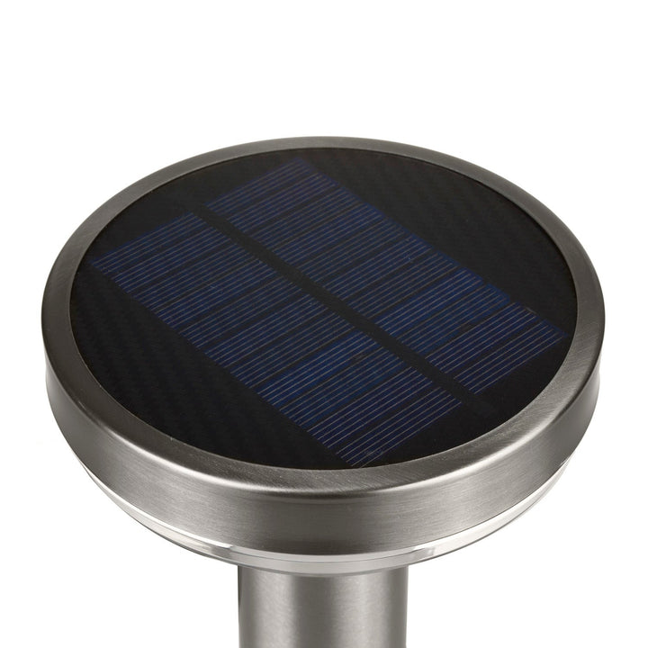 Solarna LED lampa s Maclean senzorom, mat krom, IP44, 3 načina osvjetljenja, Li-ion 18650 3,7 V 1200 mAh baterija, s klinom, MCE465 C/M