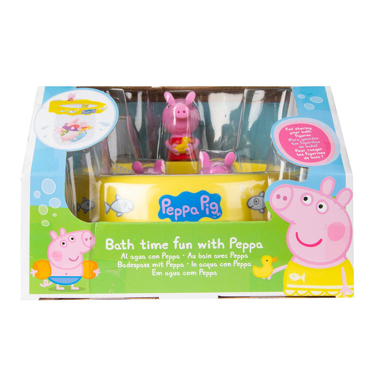Set de baie Peppa Pig, care conține 2 figurine și plasă de depozitare
