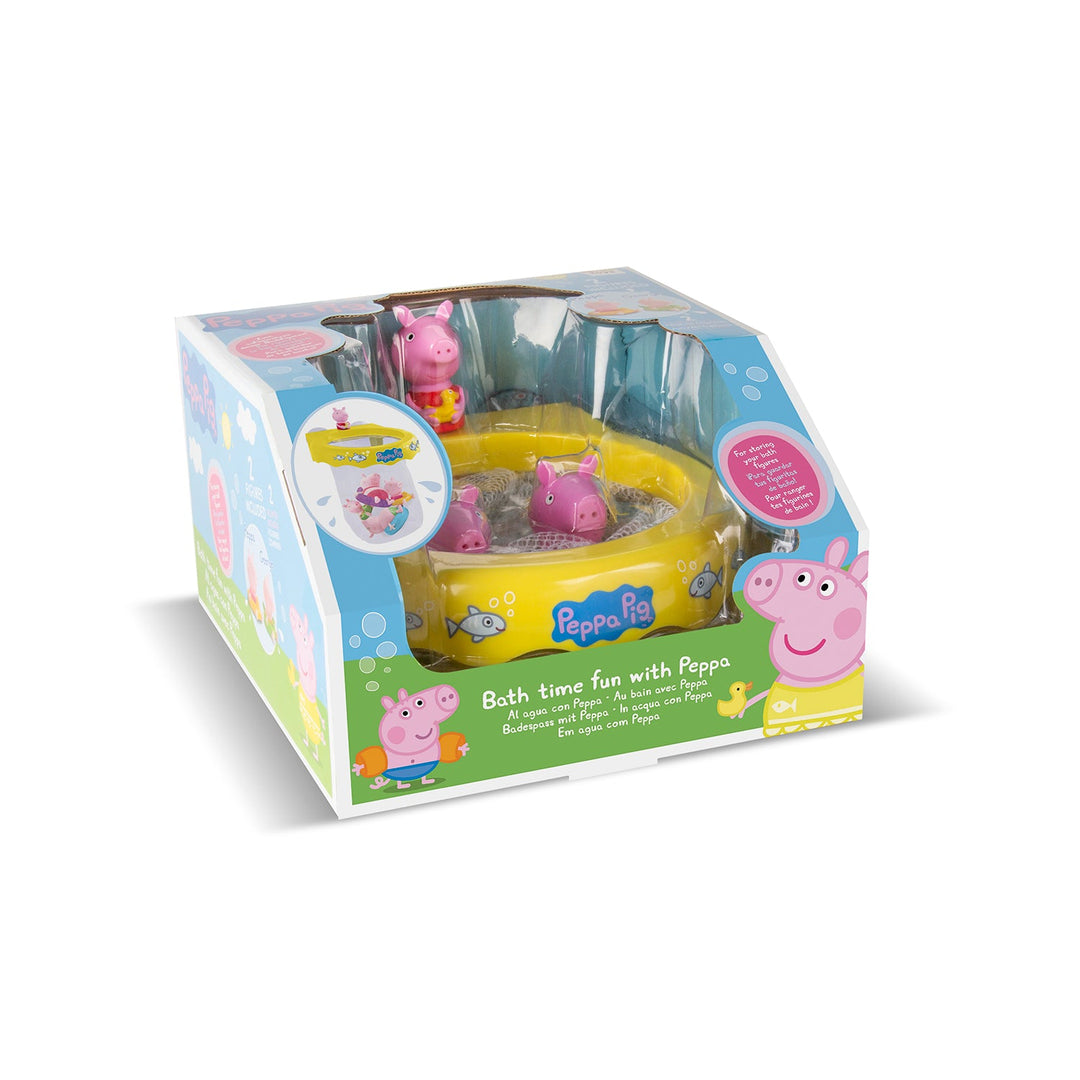Set de baie Peppa Pig, care conține 2 figurine și plasă de depozitare