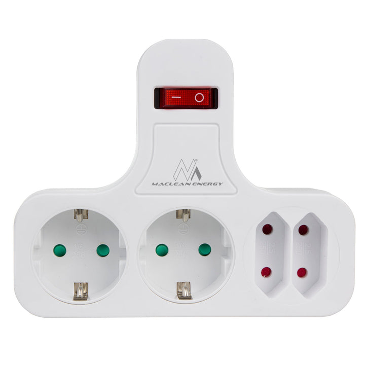 Maclean električna utičnica, četverostruka s prekidačem, stabilizirajući nogar, tip Schuko, 2x2,5 A, 2x16 A, MCE224
