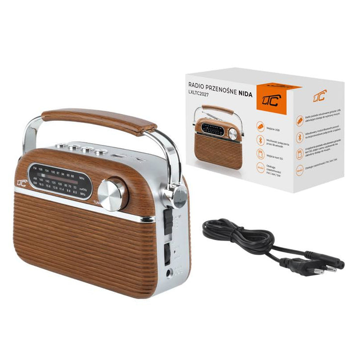 LTC NIDA BLUETOOTH RETRO PREPORTOBLI RADIO, AM/FM/MP3/USB/SD, UGRAĐENA BATERIJA OD 1200 mAh