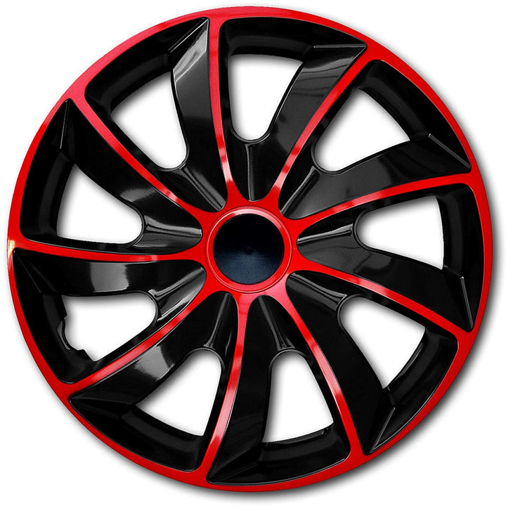 Set 14" QUAD crvenih i crnih poklopaca središnjeg vijka, 4 komada