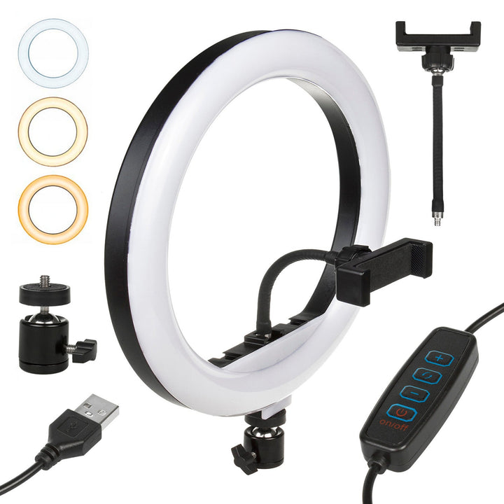 Lampă inelară 12 "LED 20W Maclean Energy MCE612, capacitatea de a schimba culoarea 3200K-5600K și luminozitatea 10-100%