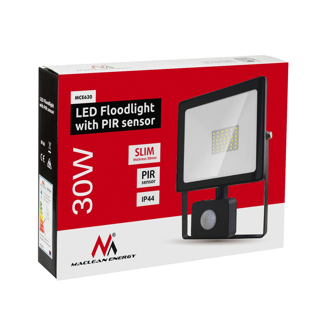 Maclean LED reflektor s senzorom pokreta, tanak, 30 W, 2400 lm, neutralno bijela boja (4000 K), IP44, MCE630 NW PIR