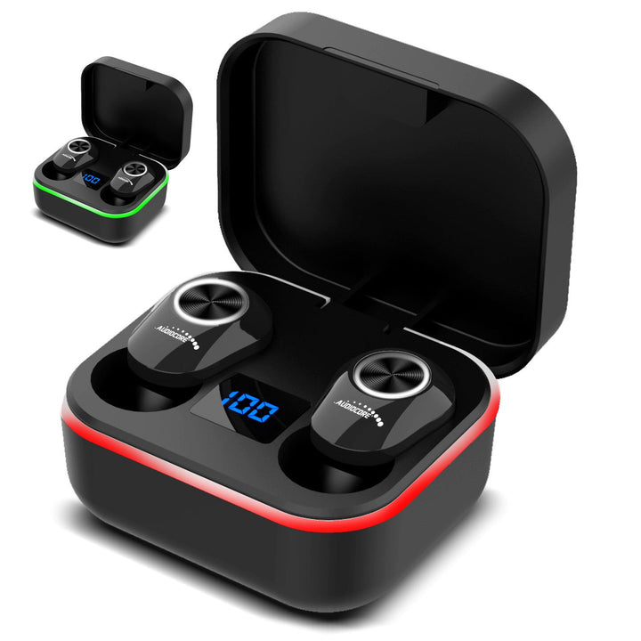 Audiocore TWS BT 5.1 slušalice za uho s bazom za punjenje od 300 mAh, slušalice od 30 mAh, crne AC580