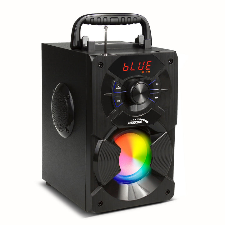 Prenosivi Bluetooth zvučnik / radio / SD / MMC / aux-in / USB / osvjetljenje / daljinski upravljač / teleskopska antena / priključak za mikrofon