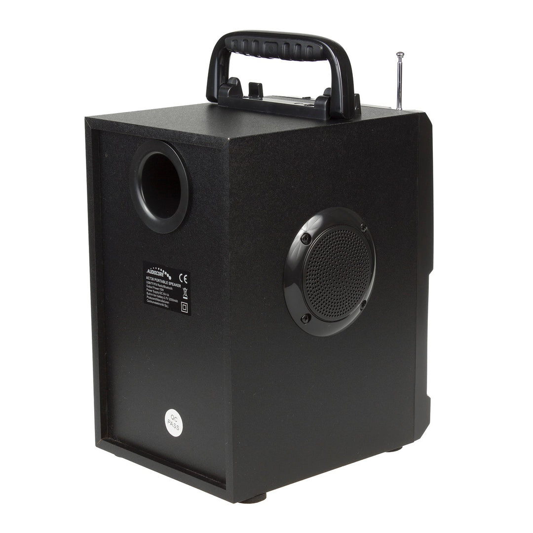 Prenosivi Bluetooth zvučnik / radio / SD / MMC / aux-in / USB / osvjetljenje / daljinski upravljač / teleskopska antena / priključak za mikrofon