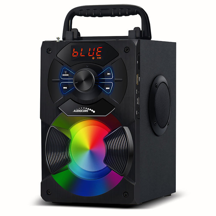 Prenosivi Bluetooth zvučnik / radio / SD / MMC / aux-in / USB / osvjetljenje / daljinski upravljač / teleskopska antena / priključak za mikrofon