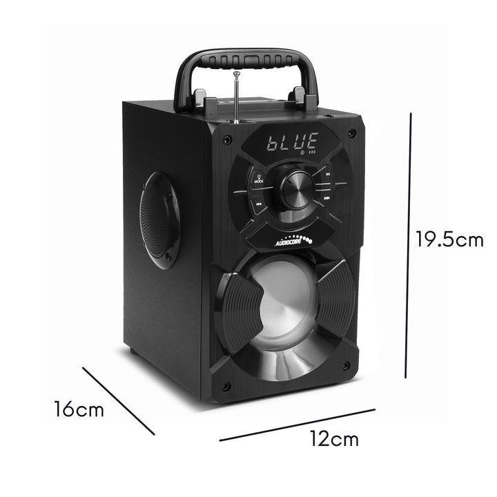 Prenosivi Bluetooth zvučnik / radio / SD / MMC / aux-in / USB / osvjetljenje / daljinski upravljač / teleskopska antena / priključak za mikrofon