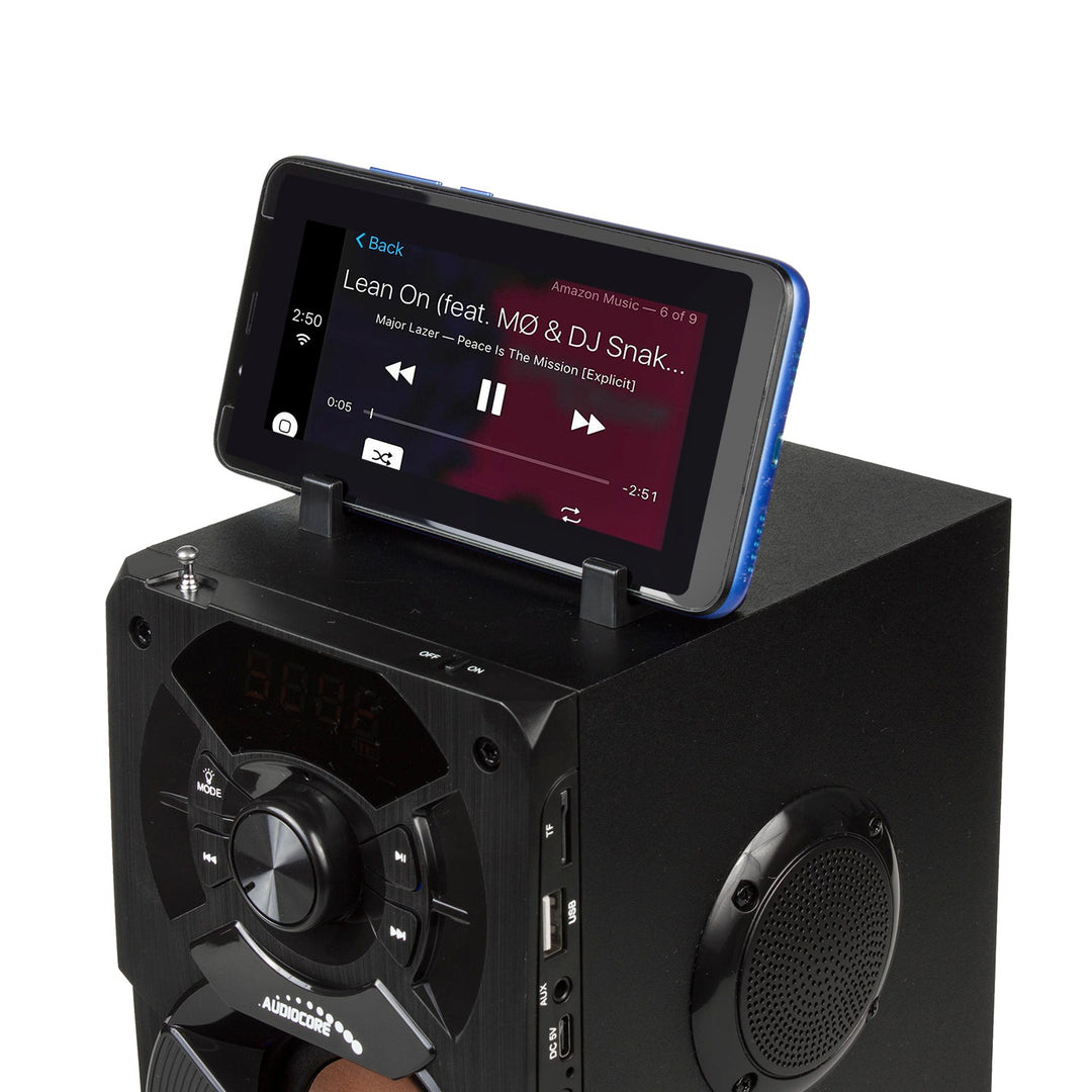 Prenosivi Bluetooth zvučnik / radio / SD / MMC / aux-in / USB / osvjetljenje / daljinski upravljač / teleskopska antena / priključak za mikrofon
