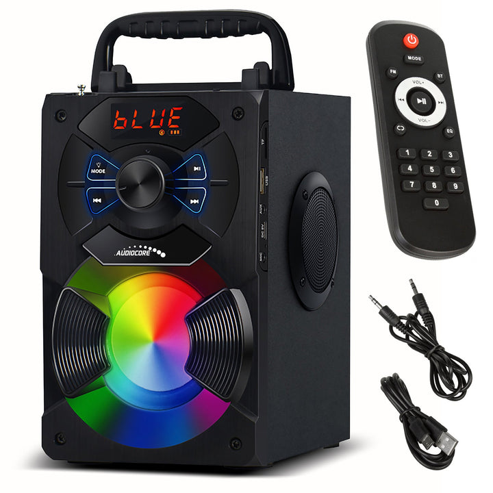 Prenosivi Bluetooth zvučnik / radio / SD / MMC / aux-in / USB / osvjetljenje / daljinski upravljač / teleskopska antena / priključak za mikrofon