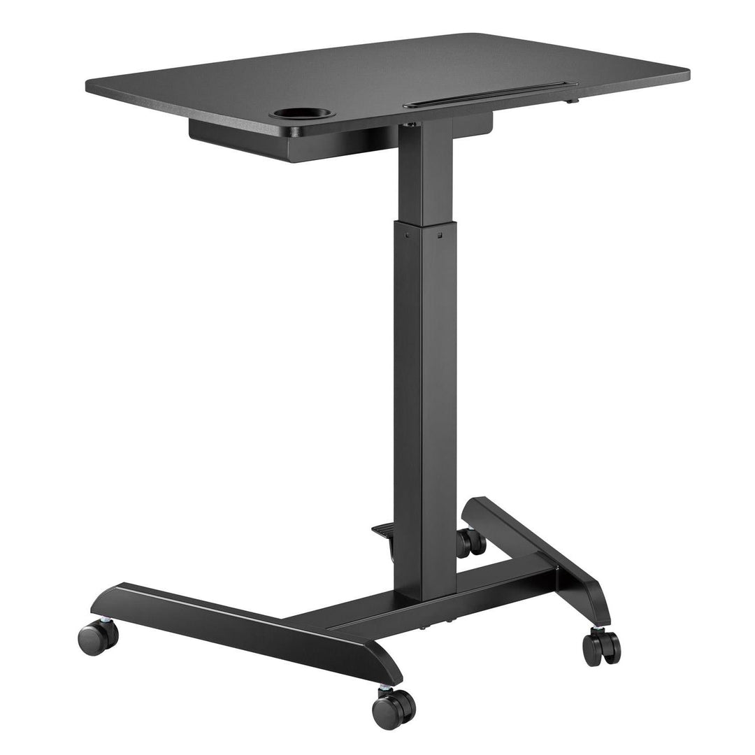 Maclean stol za laptop, podesive visine, s ladicom, crni, za rad u stojećem ili sjedećem položaju, maksimalna visina 113 cm – maksimalna težina 8 kg, MC-903B