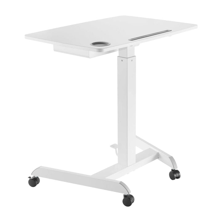 Maclean stol za laptop, podesive visine, s ladicom, bijeli, za stajanje ili sjedenje, maksimalna visina 113 cm - maksimalna nosivost 8 kg, MC-903W