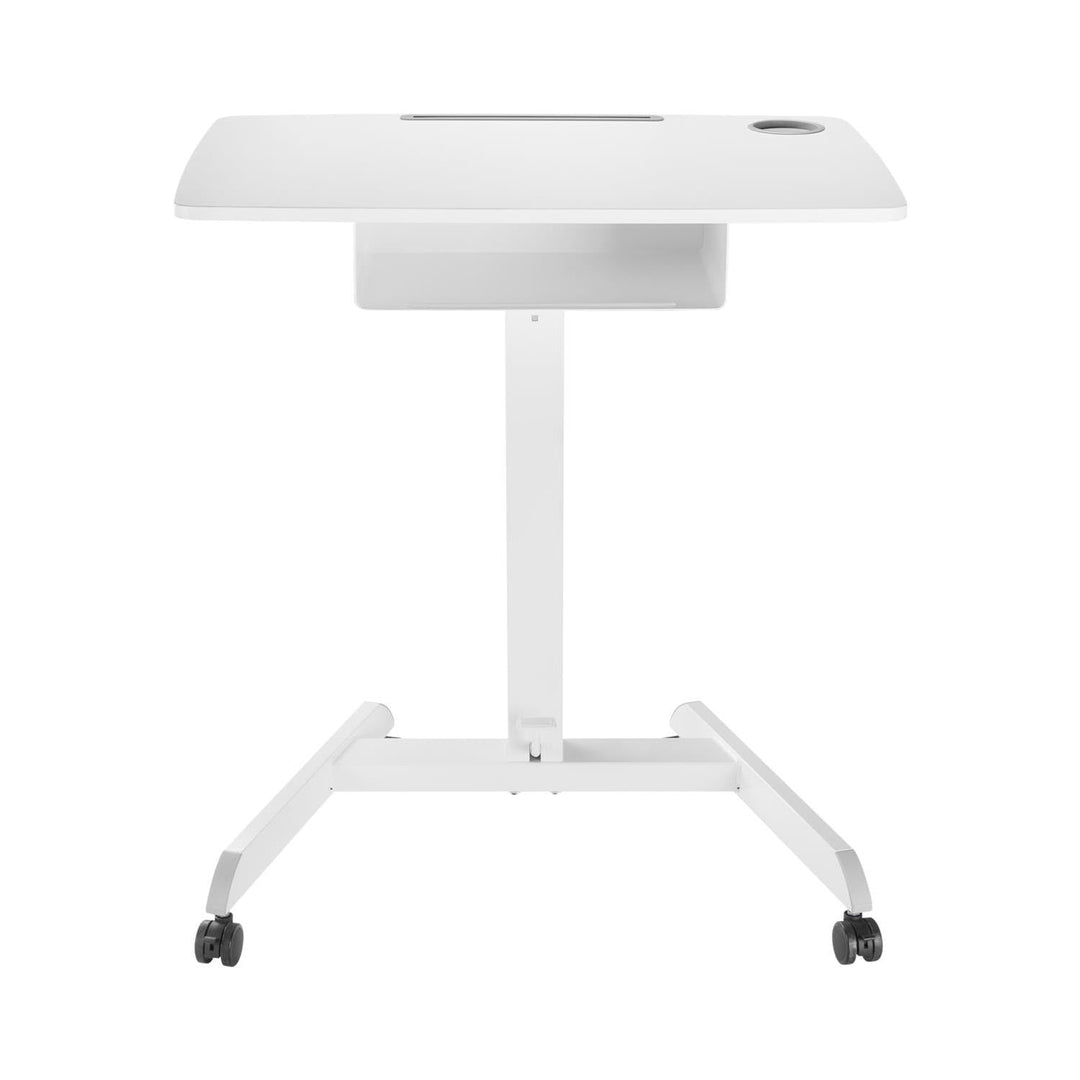 Maclean stol za laptop, podesive visine, s ladicom, bijeli, za stajanje ili sjedenje, maksimalna visina 113 cm - maksimalna nosivost 8 kg, MC-903W