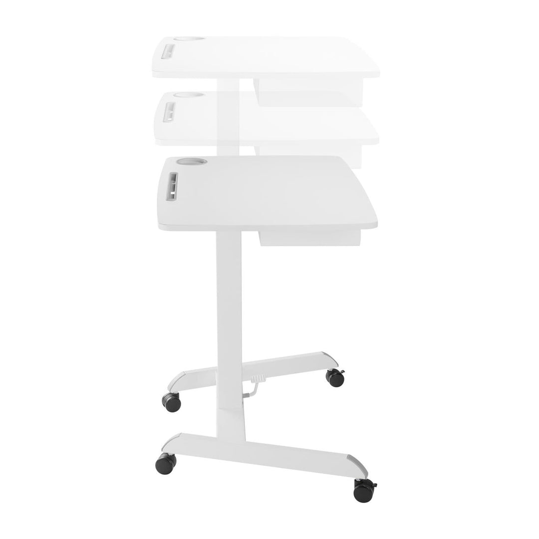 Maclean stol za laptop, podesive visine, s ladicom, bijeli, za stajanje ili sjedenje, maksimalna visina 113 cm - maksimalna nosivost 8 kg, MC-903W