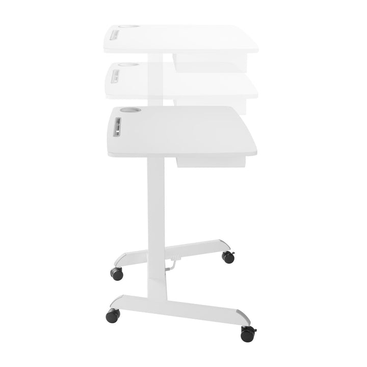 Maclean stol za laptop, podesive visine, s ladicom, bijeli, za stajanje ili sjedenje, maksimalna visina 113 cm - maksimalna nosivost 8 kg, MC-903W