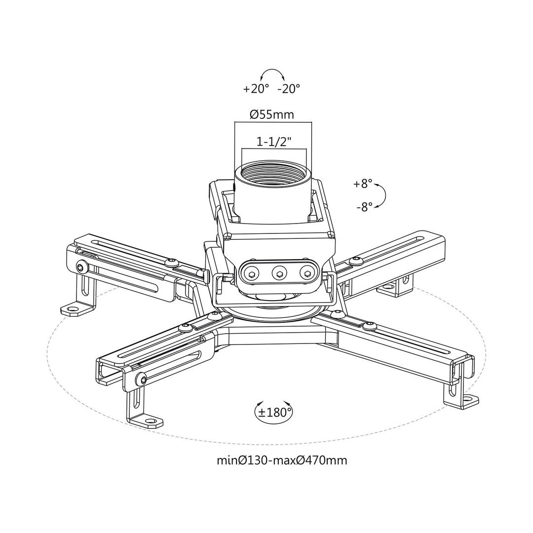 Maclean stropni nosač za projektore, Profi Market System, 80–980 mm, max. 35 kg, crni, MC-913