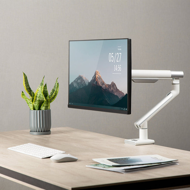 Ergo Office držač monitora, premium s plinskim opružnikom, dvostruka ruka, 17"-32", 9 kg, bijeli, ER-437