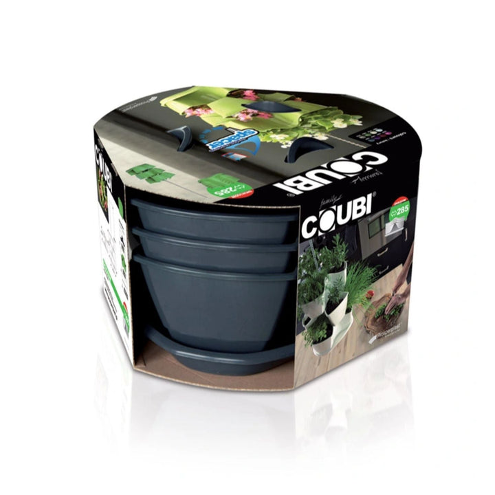 Coubi Herbal trojni kaskadni lonac za začinsko bilje, antracit