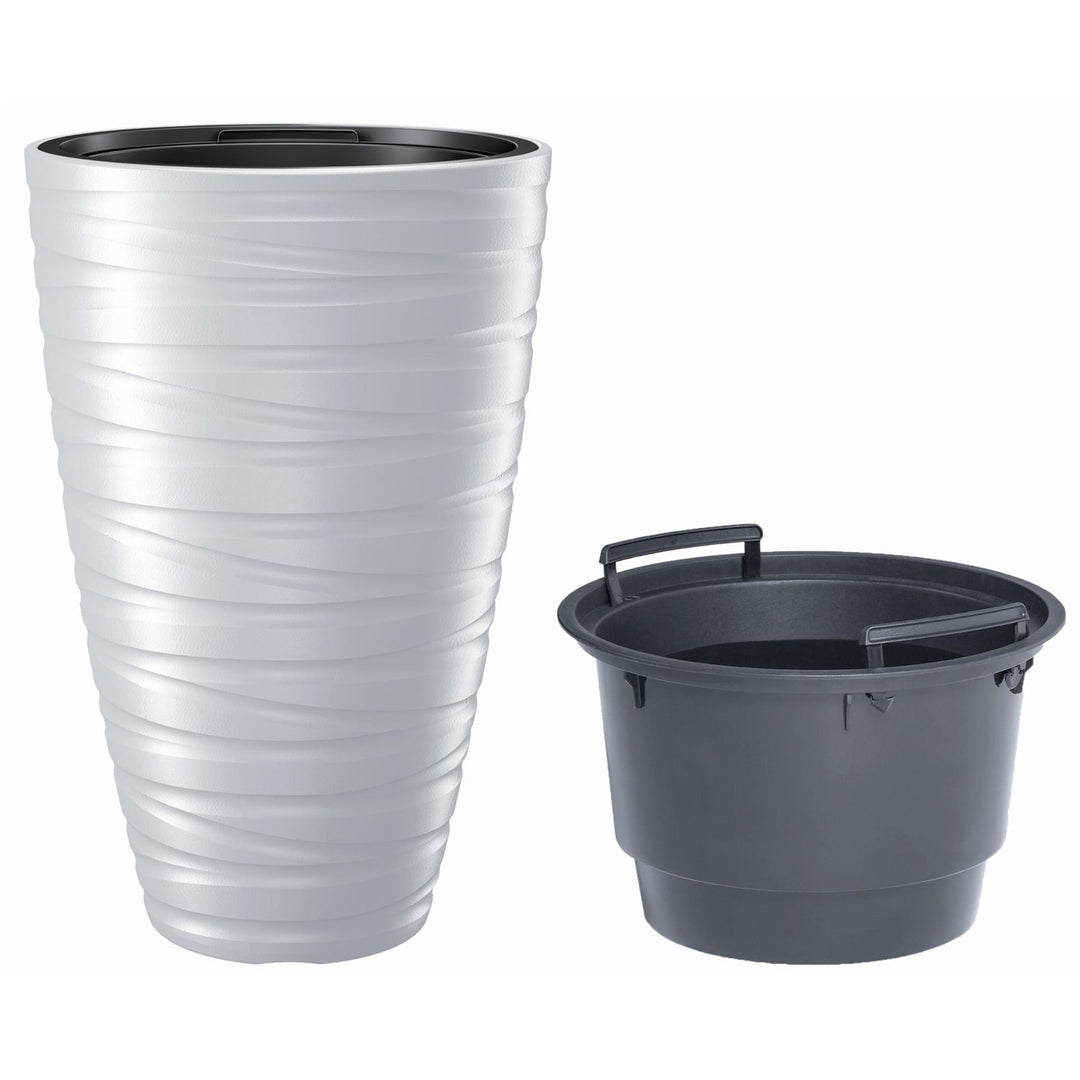 Ghiveci pentru plante 2 în 1Maze DPMZ400. Ghiveci rotund din plastic 37,5cm Ø 57,9cm înălțime alb