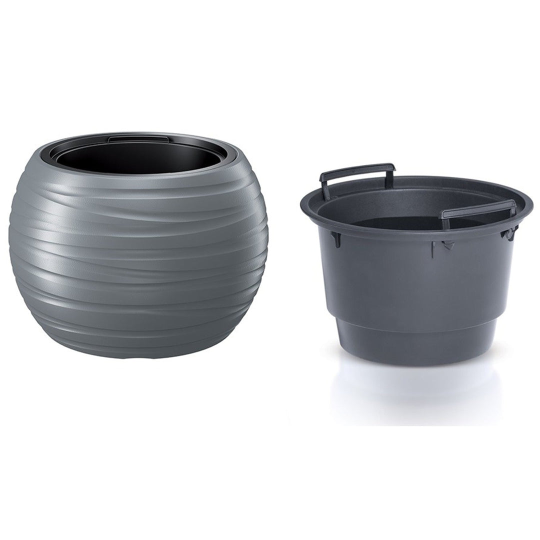 Ghiveci cu inserție Prosperplast Maze oval gri DBMZK400-405U