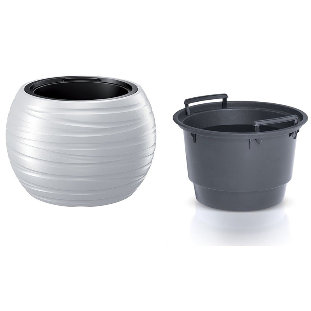 Ghiveci cu insert Prosperplast Maze alb oval DBMZK440-S449