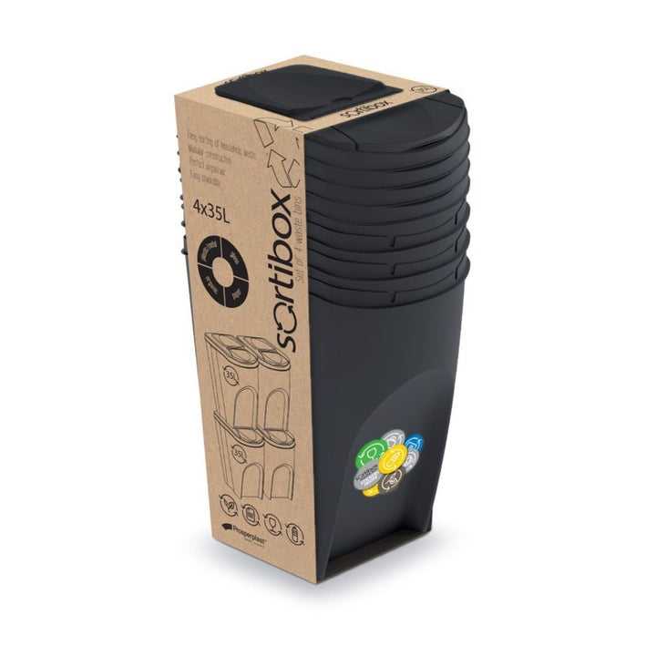 Prosperplast Sortibox 4x35L set kanti za razdvajanje otpada, antacit