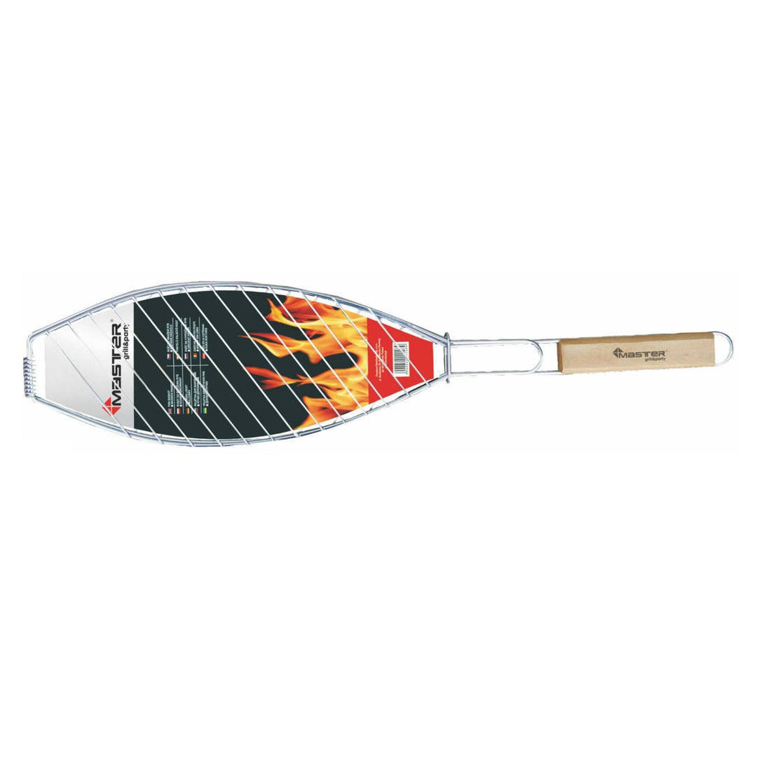 Rešetka za roštilj s drvenom ručkom za pečenje ribe, 68 cm, Master Grill MG148