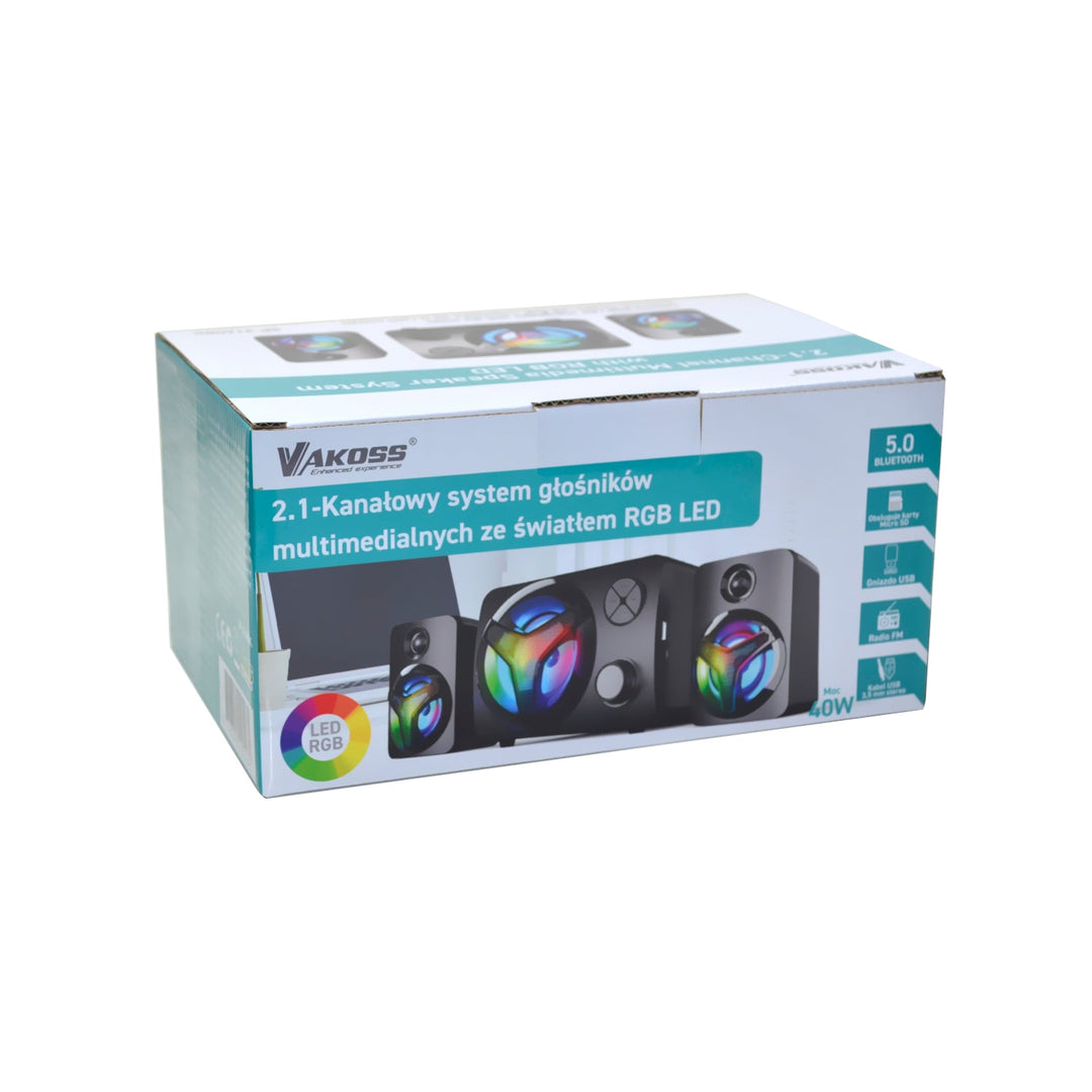 Set difuzoare Vakoss SP-3140BK 2.1 cu LED BT și RGB