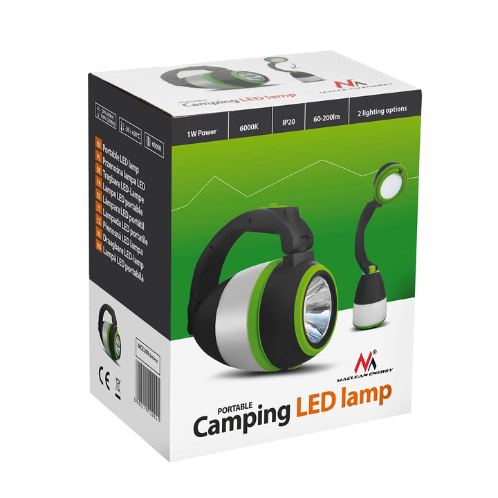Maclean 3-u-1 LED lampa, kamperska lampa, stolna lampa, ručna lampa, 1W, 60-200 lm, hladno bijela 6000K, napajanje 3xAA 1,5V, MCE294