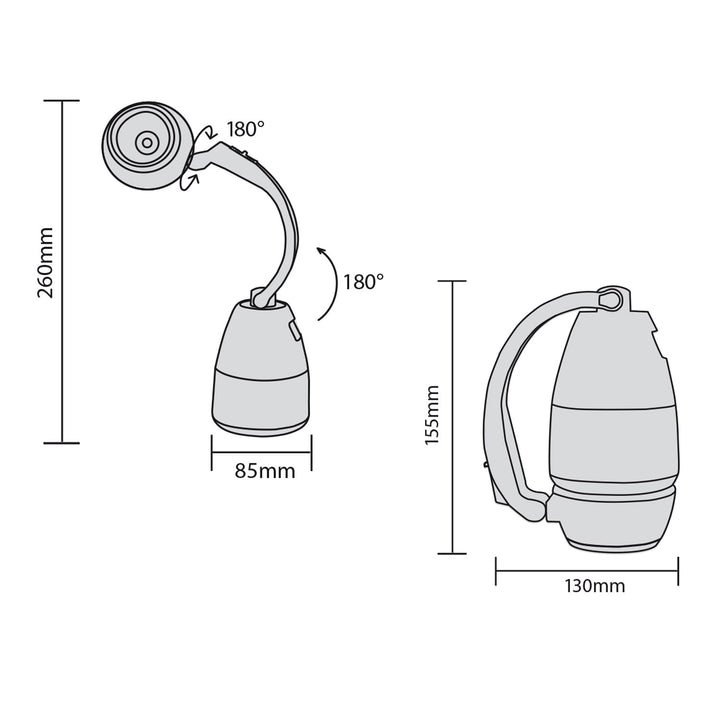 Maclean 3-u-1 LED lampa, kamperska lampa, stolna lampa, ručna lampa, 1W, 60-200 lm, hladno bijela 6000K, napajanje 3xAA 1,5V, MCE294