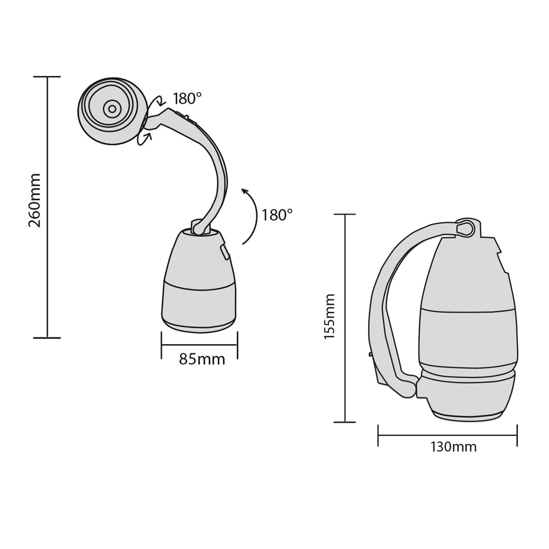 Maclean 3-u-1 LED lampa, kamperska lampa, stolna lampa, ručna lampa, 1W, 60-200 lm, hladno bijela 6000 K, 18650 1500 mAh, funkcija powerbanka MCE298
