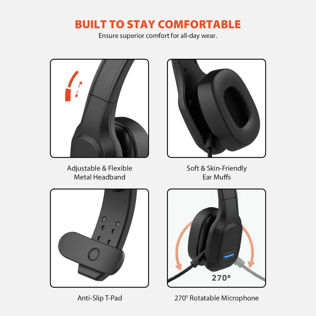 Bluetooth ANC slušalice za pozivne centre s mikrofonom Audiocore, QCC3020, ANC, AVRCP, A2DP, HSP, HFP, SBC AAC kodek, AC864