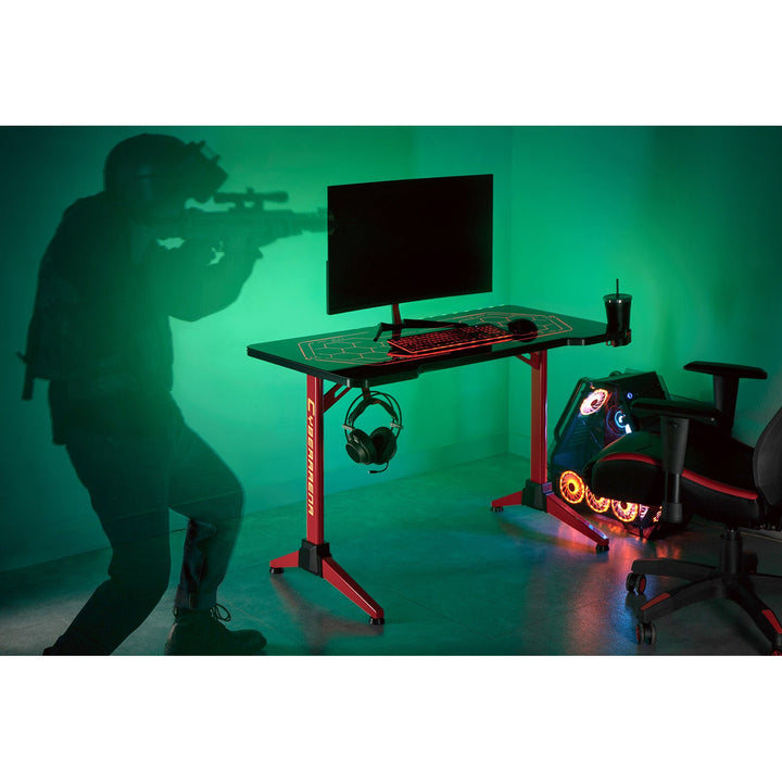 NanoRS RGB LED gaming stol, crni, veliki, max. 100 kg, visina 760 mm, RS163