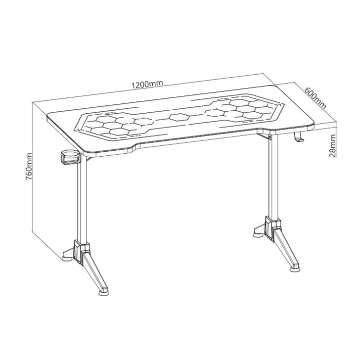 NanoRS RGB LED gaming stol, crni, veliki, max. 100 kg, visina 760 mm, RS163