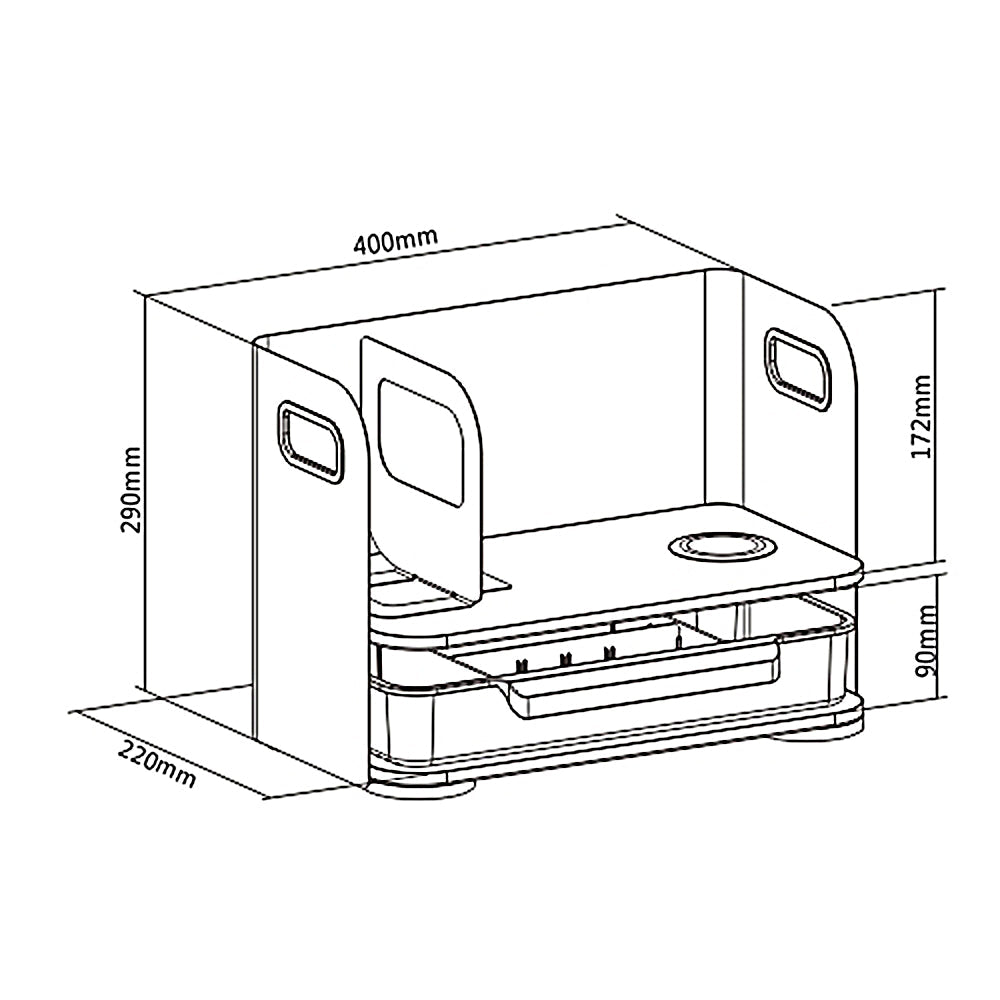 Ergo organizator za stol za ured sa ladicom i bežičnim punjačem, bijeli, max. 10 kg, ER-441