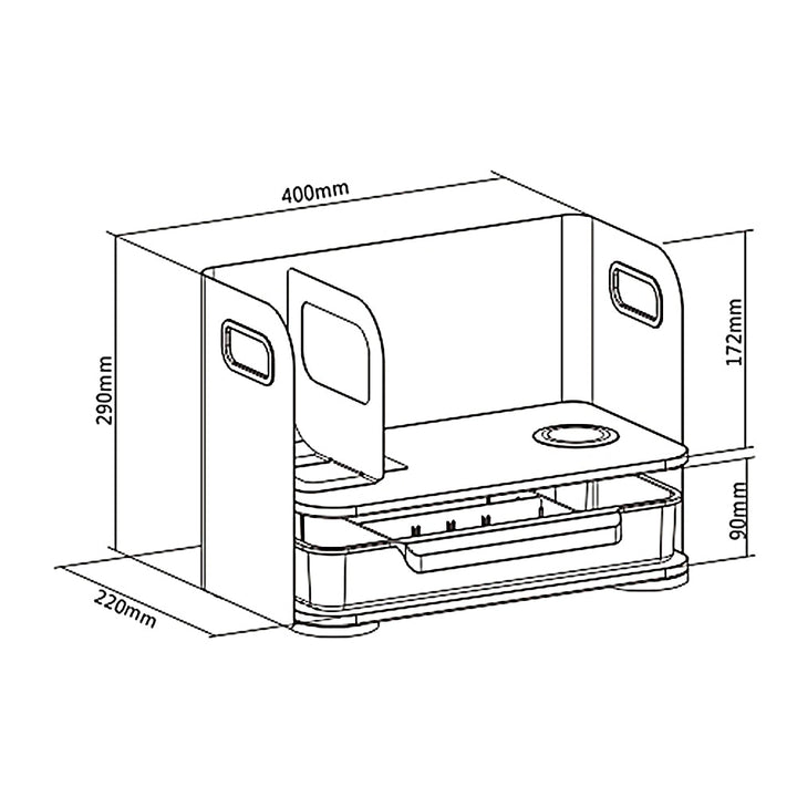 Ergo organizator za stol za ured sa ladicom i bežičnim punjačem, bijeli, max. 10 kg, ER-441