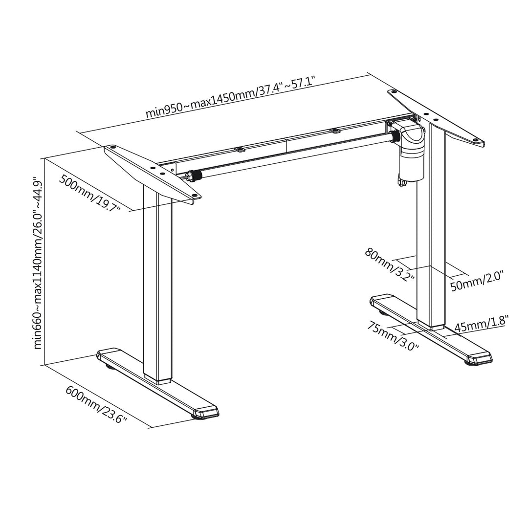 Ergo Office električni uredski stol, 1 motor, podešavanje visine, max. 1160 mm, max. težina 80 kg, ER-443