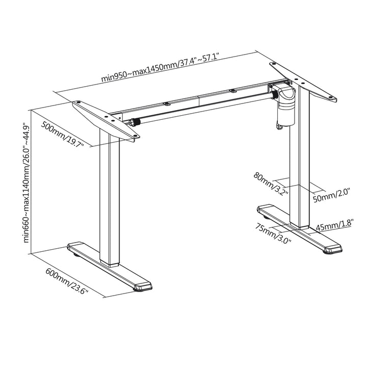Ergo Office električni uredski stol, 1 motor, podešavanje visine, max. 1160 mm, max. težina 80 kg, ER-443