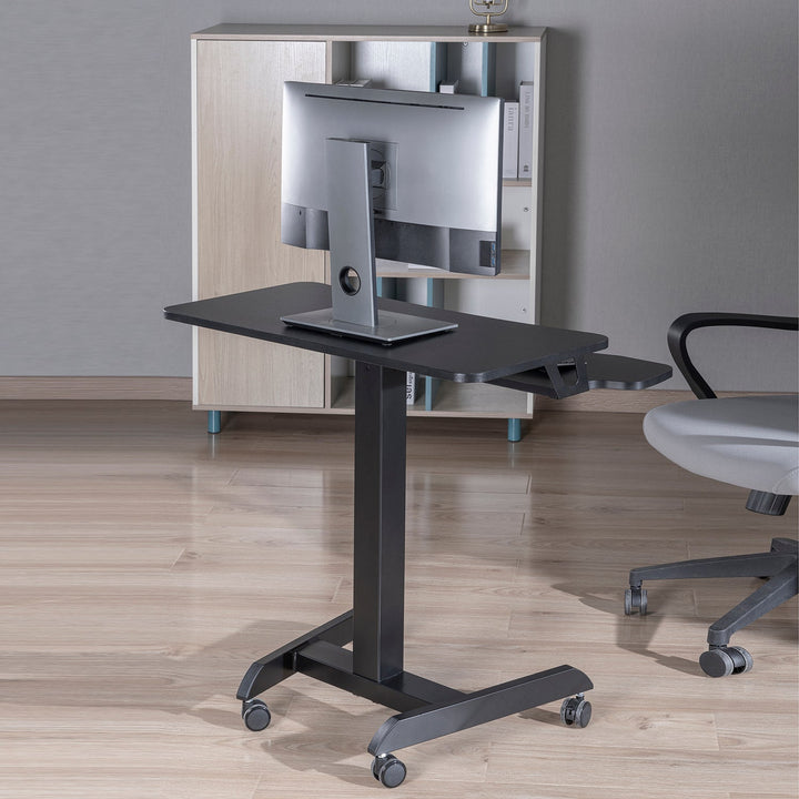 Birou reglabil pe inaltime, Ergo Office ER-444B, 80 x 40 cm, negru, cu blat dublu