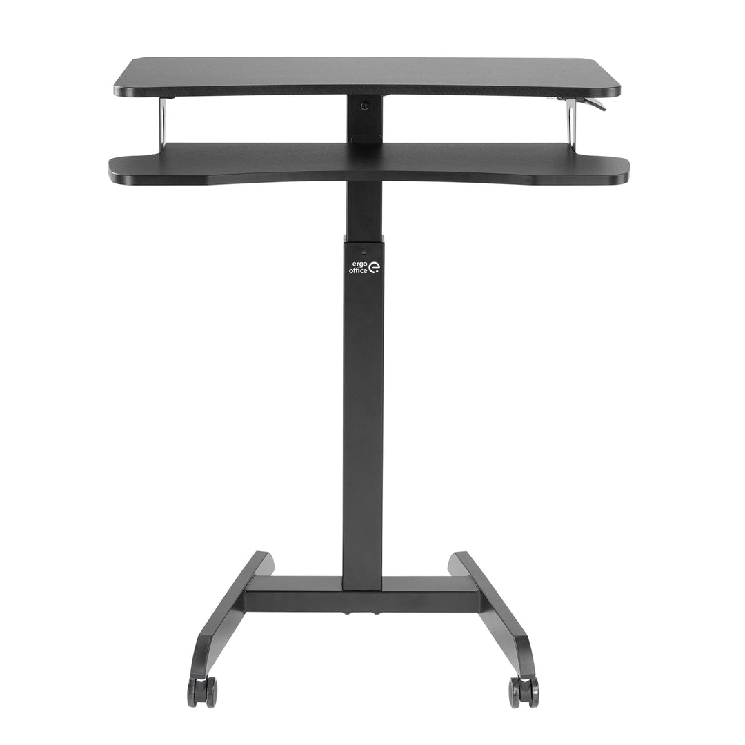 Birou reglabil pe inaltime, Ergo Office ER-444B, 80 x 40 cm, negru, cu blat dublu