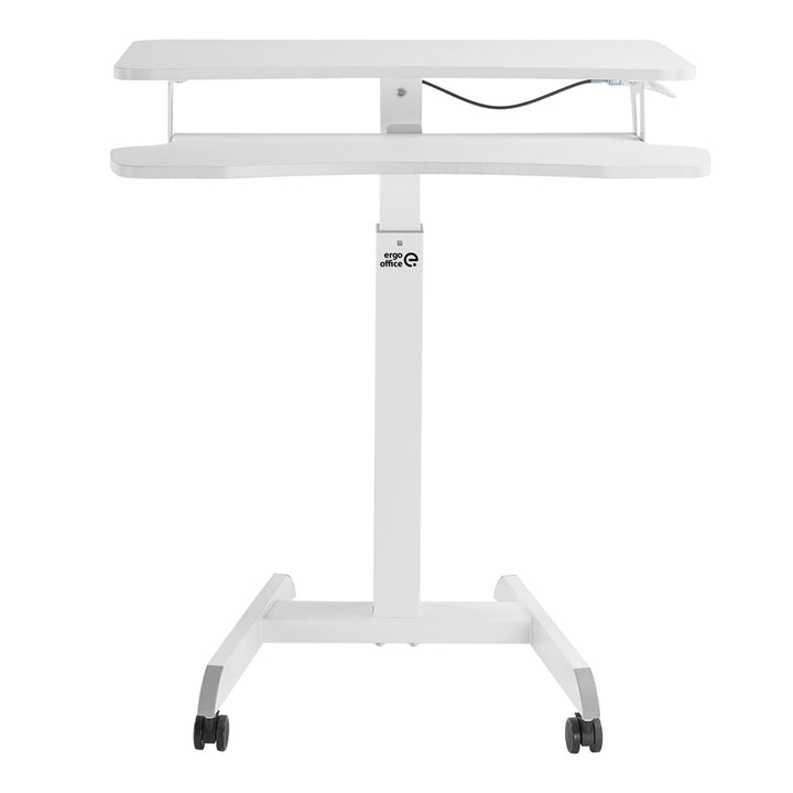 Mobilna radna stanica s visinskom podesivošću i dvostrukom platformom Ergo Office, za rad u stojećem položaju, bijela, nosivost do 8 kg, maksimalna visina 1200 mm, ER-444 W
