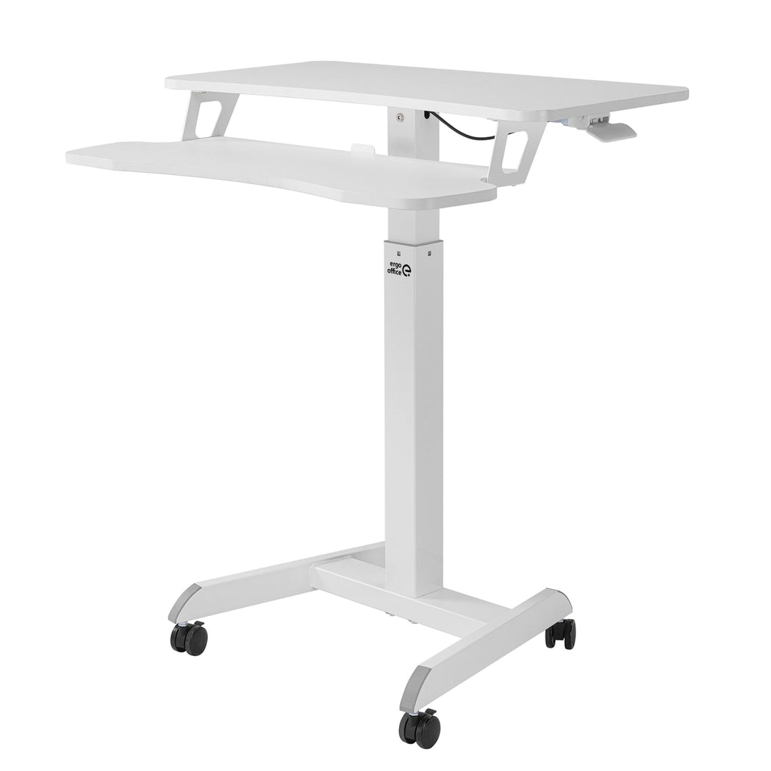 Mobilna radna stanica s visinskom podesivošću i dvostrukom platformom Ergo Office, za rad u stojećem položaju, bijela, nosivost do 8 kg, maksimalna visina 1200 mm, ER-444 W