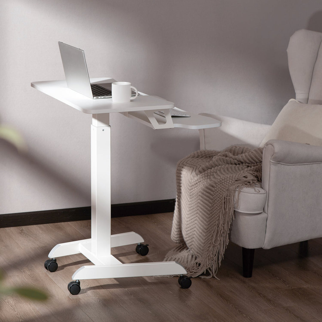 Mobilna radna stanica s visinskom podesivošću i dvostrukom platformom Ergo Office, za rad u stojećem položaju, bijela, nosivost do 8 kg, maksimalna visina 1200 mm, ER-444 W