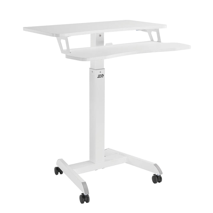 Mobilna radna stanica s visinskom podesivošću i dvostrukom platformom Ergo Office, za rad u stojećem položaju, bijela, nosivost do 8 kg, maksimalna visina 1200 mm, ER-444 W